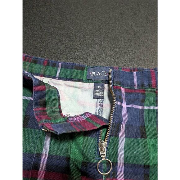 Children's Place Girls Plaid Twill Zip Skirt - blue Kids 12 - Picture 4 of 5